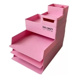 ORGANIZADOR PLSTICO APILABLE DE 6 PIEZAS IBI CRAFT, ROSADO