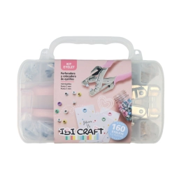 Set de pinza perforadora y colocadora de broches a presin + 160 ojalillos "IBI CRAFT"