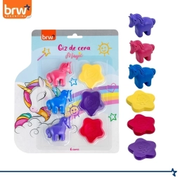 Crayones De Cera Magic Forma Unicornio y Estrella - Blister X6 - BRW 