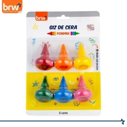 Crayones De Cera Para Dedos Forma - Blister X6 Colores - BRW 