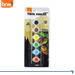 Tempera x6 Colores + Pincel - Diseo Raptor - BRW