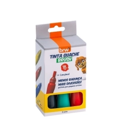 Tempera brw en pincel 18ml 6 colores basicos