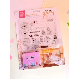 SET DE SELLOS SILICONADOS CRISTAL+BASE ACRLICA+ALMOHADILLA IBI CRAFT, 20 PIEZAS "SET EMPRENDEDOR"