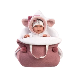 Muñeca Llorens Mimi Perrito Smile 40 cm con Portabebé Rosa